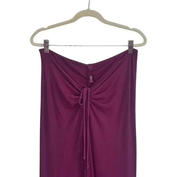 Skims Soft Lounge Ruched Long Skirt in Red Wine - Picture 6 of 10